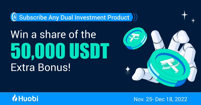 50,000 USDT Extra Bonus - Huobi's Dual Investment Giveaway