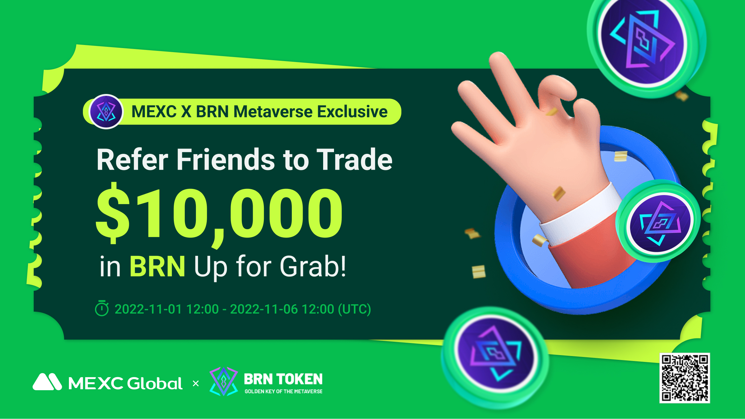 MEXC X BRN Metaverse Exclusive Refer Friends to Trade, Win a Share of 10,000 USDT worth of BRN!