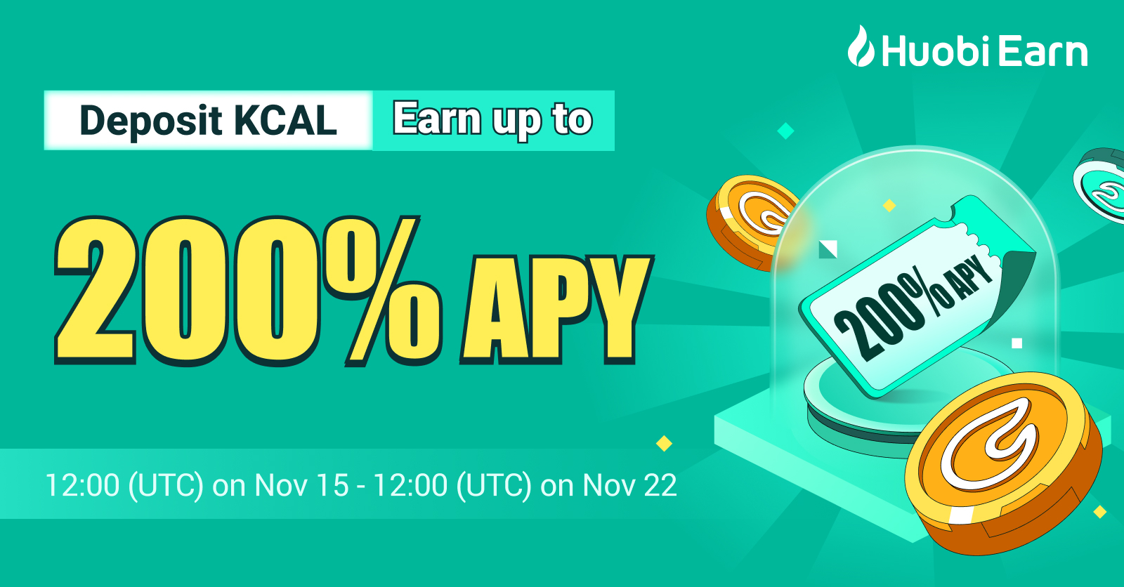 Stake KCAL (Step.app) to earn 200% APY on Huobi Global