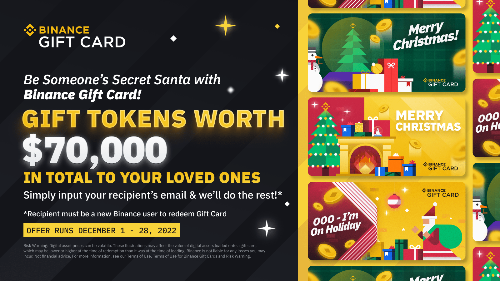 Binance Gift Card Secret Santa Send Your Loved Ones a Free Gift Card Now & Invite Them to Binance!