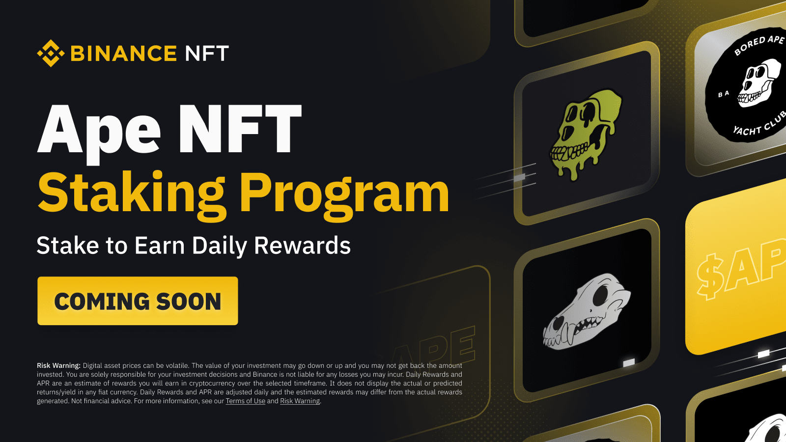 Binance NFT Marketplace Will Launch Ape NFT Staking Program