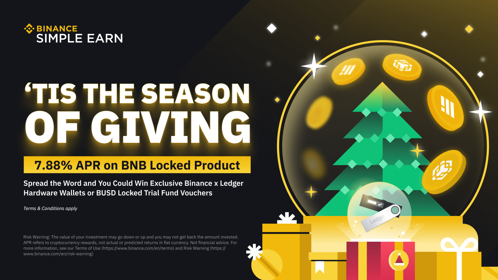 Binance Simple Earn Celebrates the Season of Giving with 7.88% APR on BNB Locked Product & More Rewards