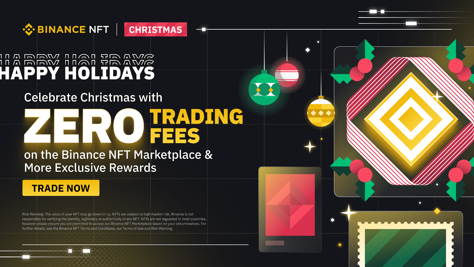 Happy Holidays! Celebrate Christmas with Zero Trading Fees on Binance NFT Marketplace & More Exclusive Rewards