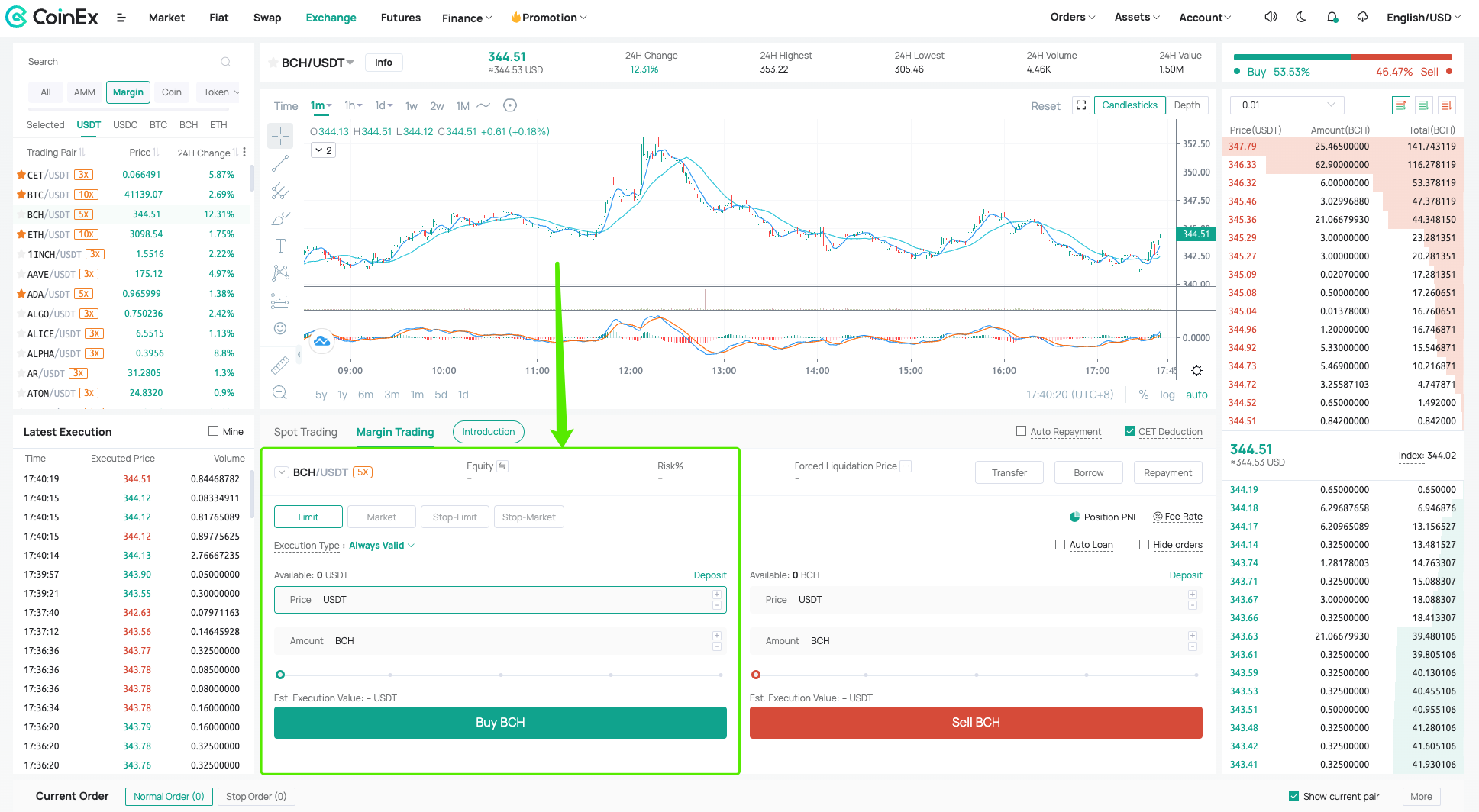 Buy BCH at a lower price. (Take a limit order as an example here)