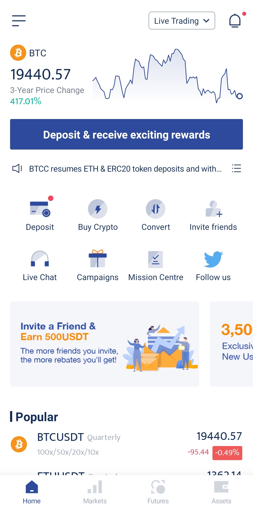 How to Make a Crypto Deposit on the BTCC App