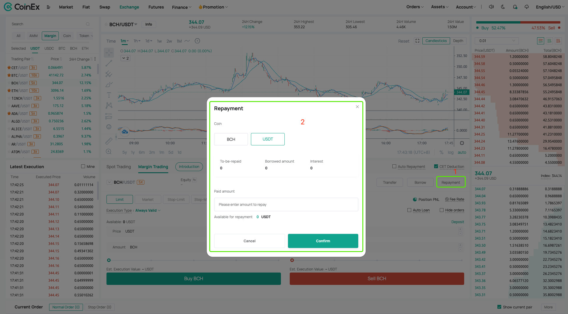 Return the borrowed coins and interests