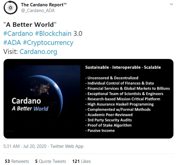 What is Cardano (ADA) twitter post