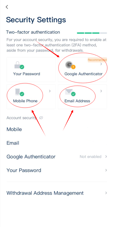 You can choose which 2FA methods to enable. Users are recommended to enable all for maximum account security.