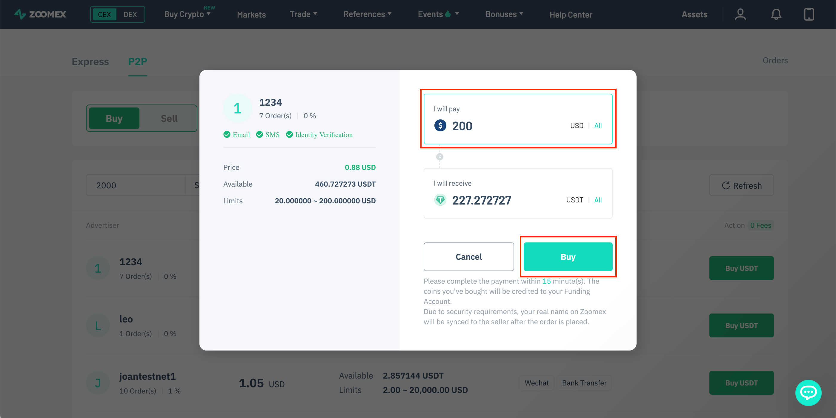 input the amount of payment currency you have chosen