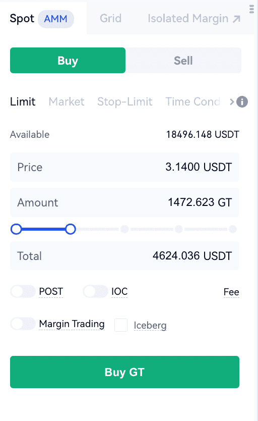 Set buying selling prices and buying selling amount total in the placing order section on the right .