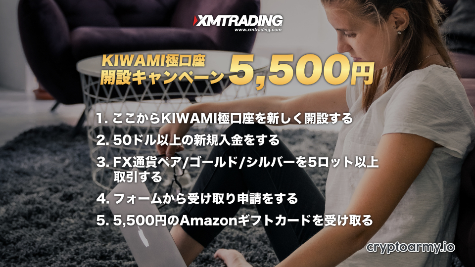 XM（XMTrading）KIWAMI極口座開設キャンペーン 5,500円キャッシュバック