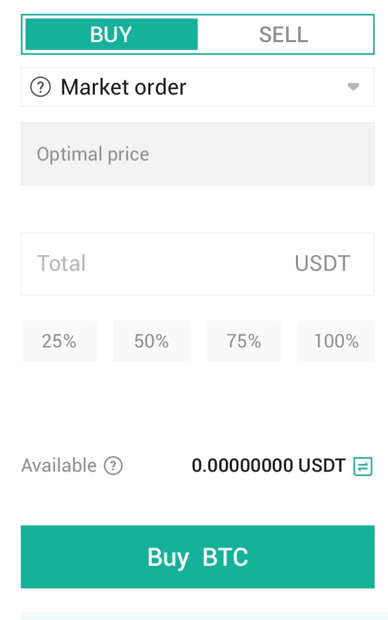 place the order at market price by clicking Market Order and enter an order amount