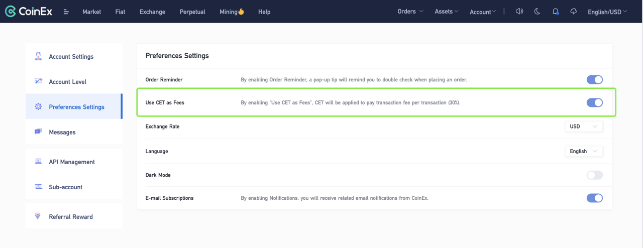 Now CET will be applied to pay transaction fees for spot trading.