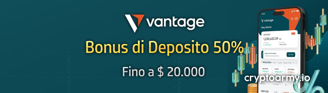 Bonus deposito del 50% Vantage