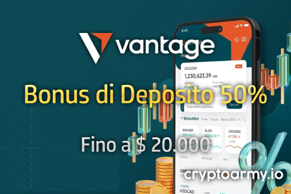 Bonus deposito del 50% Vantage