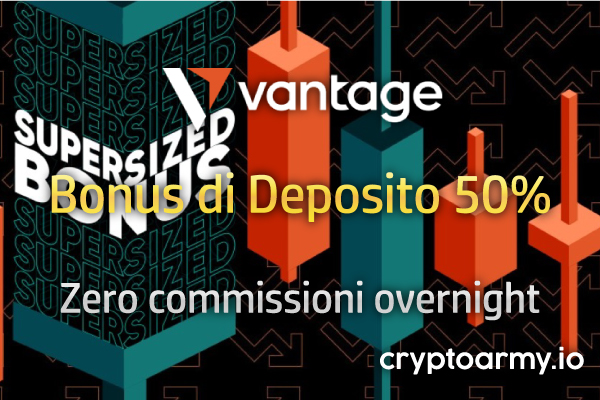 Bonus di Deposito 50% Vantage