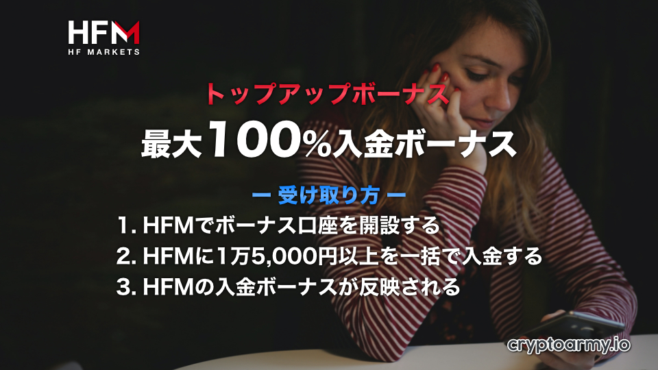 HFM / HFMarkets 最大100%入金ボーナス - トップアップボーナス